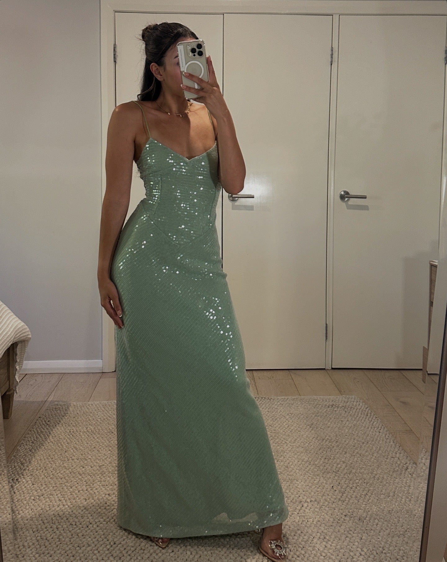 New Romantics Andy Diamond Bodice Maxi Dress in Apple