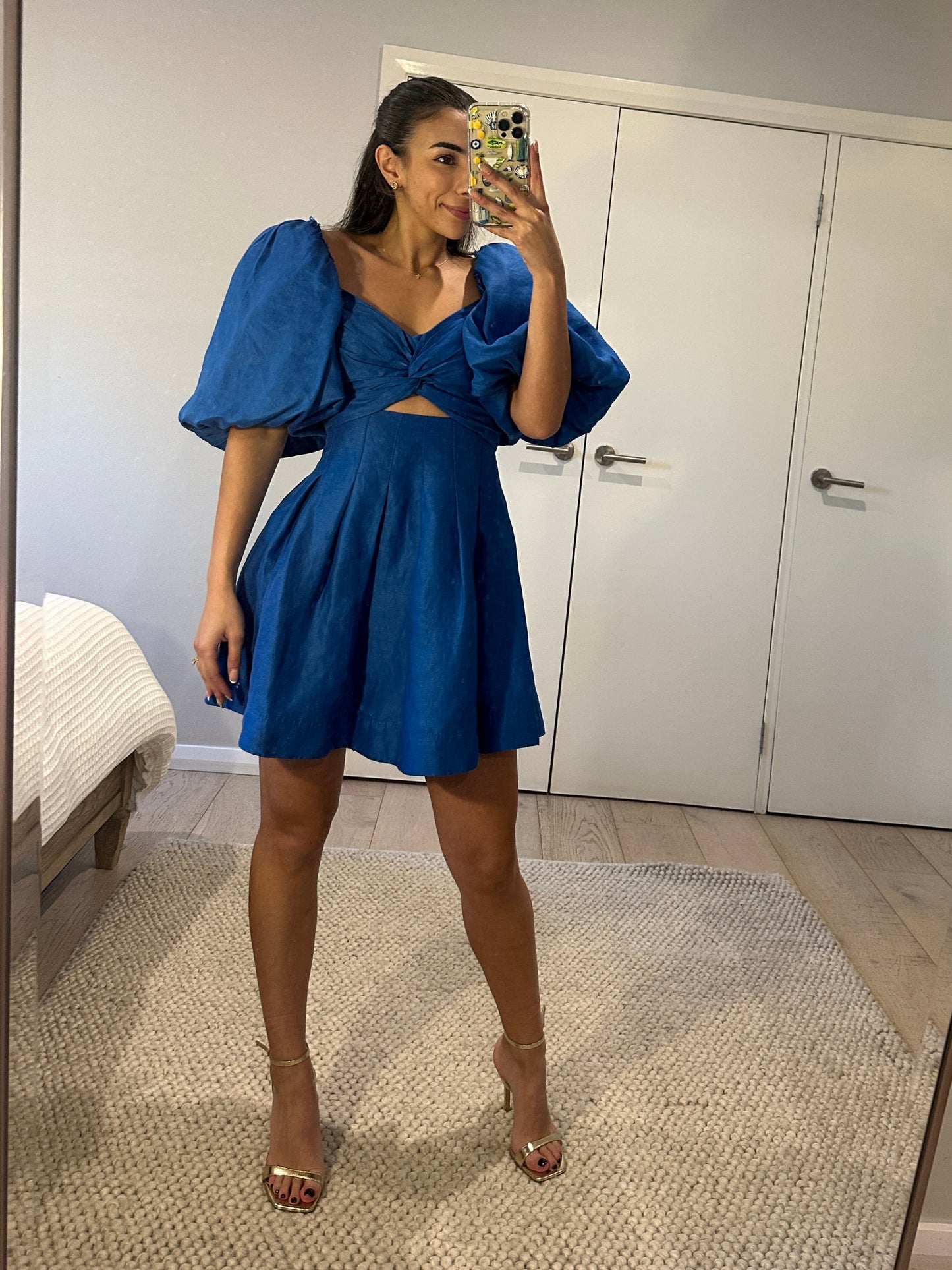 Aje Dusk Knot Mini Dress in Blue