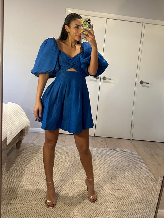 Aje Dusk Knot Mini Dress in Blue