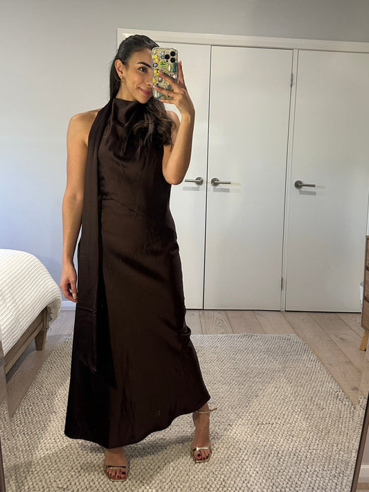 Significant Other Adriana Halter Gown in Chocolate