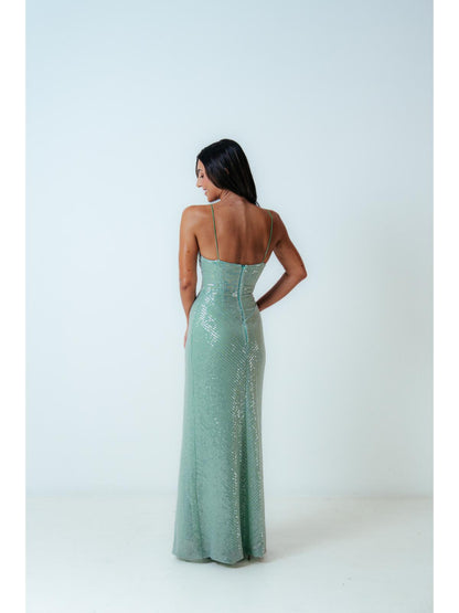 New Romantics Andy Diamond Bodice Maxi Dress in Apple