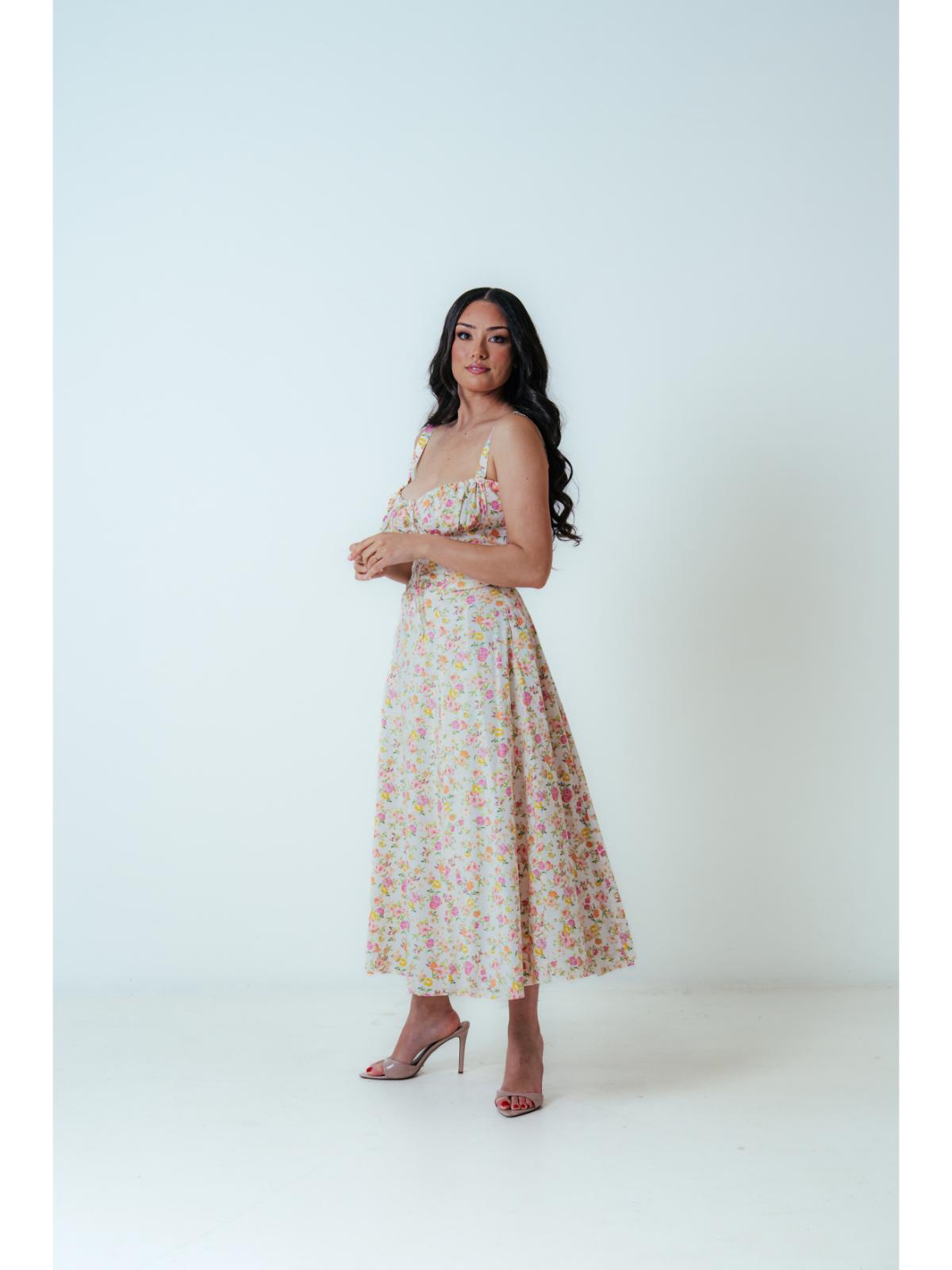 House of CB Carmen Floral Bustier Midi Sundress