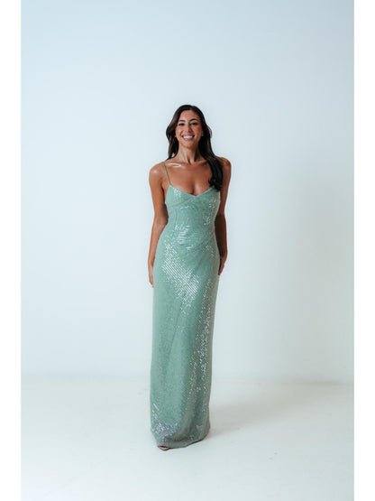 New Romantics Andy Diamond Bodice Maxi Dress in Apple